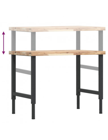 Banco Lavoro 100x60x(73-99,5) cm Legno di Acacia Rettangolare