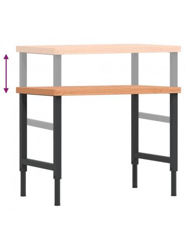 Banco Lavoro 100x60x(73-99,5) cm Legno di Faggio Rettangolare