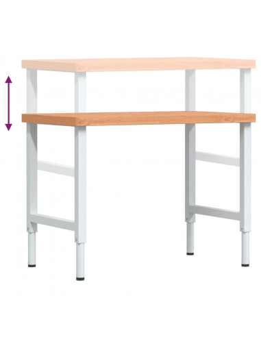 Banco Lavoro 100x60x(73-99,5) cm Legno di Faggio Rettangolare