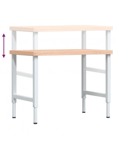 Banco Lavoro 100x60x(73-99,5) cm Legno di Faggio Rettangolare