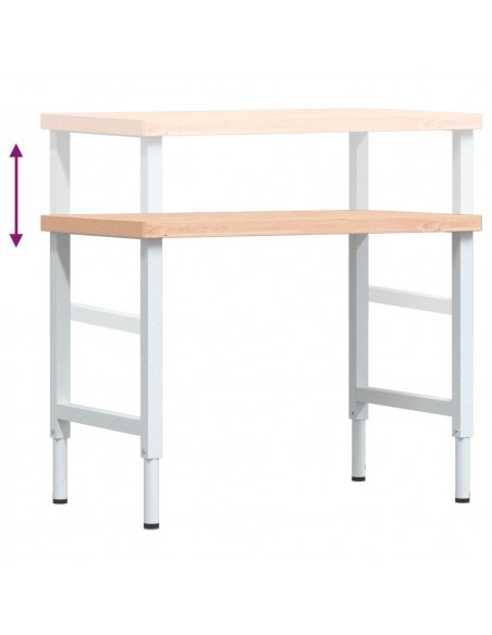 Banco Lavoro 100x60x(73-99,5) cm Legno di Faggio Rettangolare