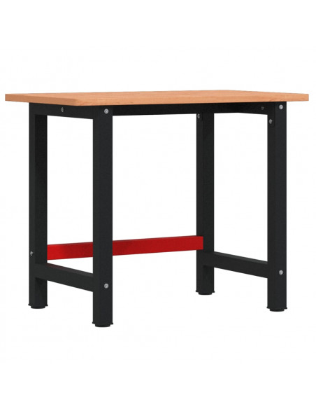 Banco Lavoro 100x60x81,5 cm Legno Massello Faggio Rettangolare