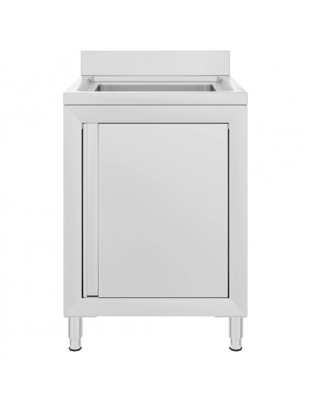 Mobiletto da Cucina con Lavandino in Acciaio Inox 60x60x96 cm