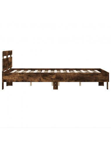 Giroletto con Testiera e LED Rovere Fumo 120x190 cm