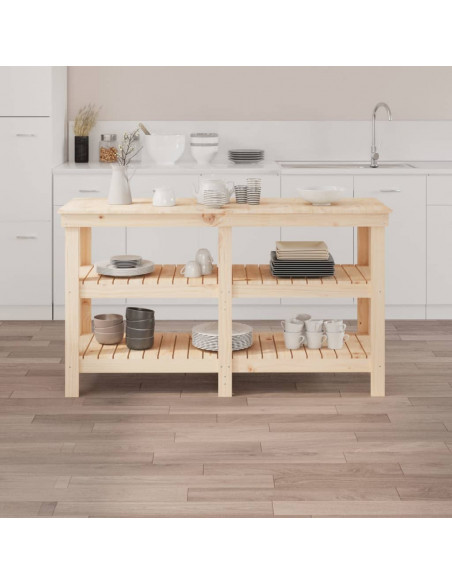 Banco da Lavoro 142,5x50x80 cm in Legno Massello di Pino