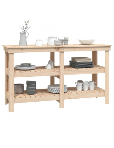 Banco da Lavoro 142,5x50x80 cm in Legno Massello di Pino