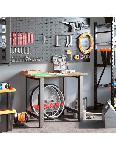 Banco Lavoro Marrone Chiaro 100x60x81,5cm Legno Massello Rovere