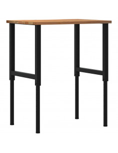 Banco Lavoro Marrone Chiaro 80x60x(71,5-98) cm Legno di Rovere 2