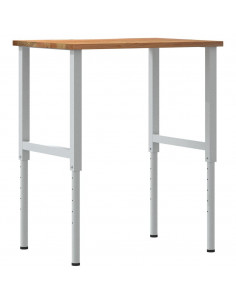 Banco Lavoro Marrone Chiaro 80x60x(71,5-98) cm Legno di Rovere 2