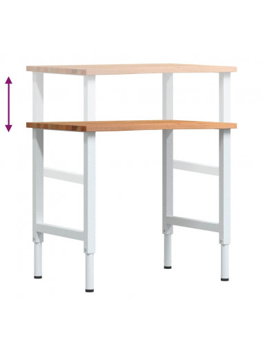 Banco Lavoro Marrone Chiaro 80x60x(71,5-98) cm Legno di Rovere