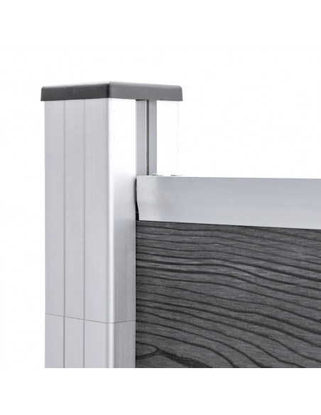Pannelli Recinzione WPC 2 Quadrati 1 Inclinato 446x186 cm Grigi