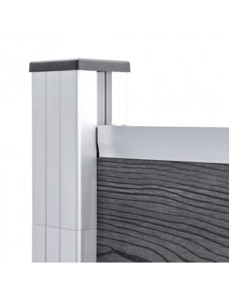 Pannelli Recinzione WPC 3 Quadrati 1 Inclinato 619x186 cm Grigi