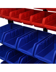 Pannello a Parete per Attrezzi Garage Blu e Rosso