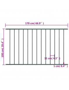Pannello di Recinzione Acciaio Verniciato 1,7x1 m Antracite