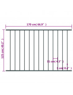 Pannello di Recinzione Acciaio Verniciato 1,7x1,25 m Antracite
