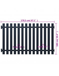 Pannello di Recinzione Antracite 170,5x100cm Acciaio Verniciato