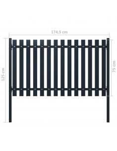 Pannello di recinzione antracite 178x75 cm in acciaio verniciato a polvere