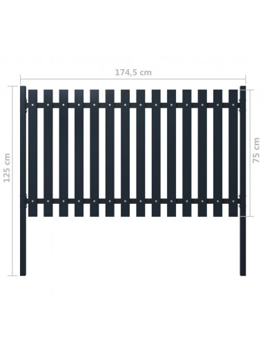 Pannello di recinzione antracite 178x75 cm in acciaio verniciato a polvere
