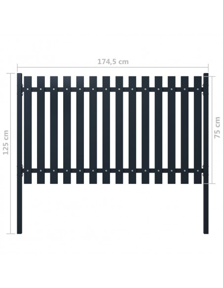 Pannello di recinzione antracite 178x75 cm in acciaio verniciato a polvere