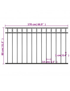 Pannello di Recinzione in Acciaio 1,7x0,8 m Nero