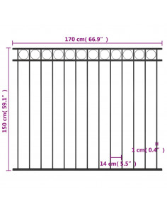Pannello di Recinzione in Acciaio 1,7x1,5 m Nero