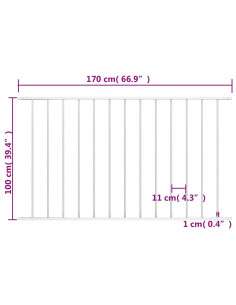 Pannello di Recinzione in Acciaio Verniciato 1,7x1 m Bianco