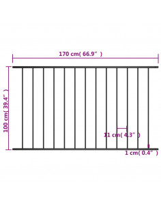 Pannello di Recinzione in Acciaio Verniciato 1,7x1 m Nero