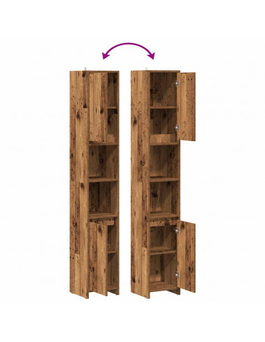 Mobile da Bagno Legno Antico 30x30x183,5 cm in Truciolato