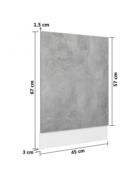 Pannello Lavastoviglie Grigio Cemento 45x3x67 cm Multistrato