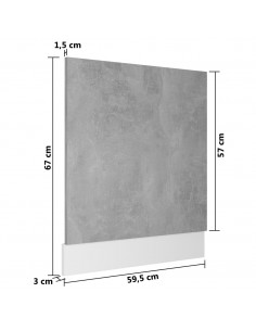 Pannello Lavastoviglie Grigio Cemento 59,5x3x67 cm Multistrato