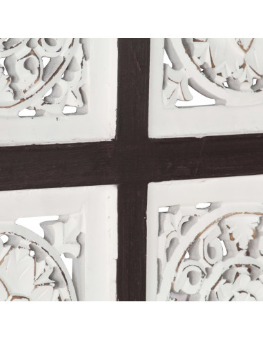 Pannello Murale Intagliato MDF 40x40x1,5 cm Marrone e Bianco