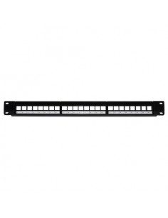 PANNELLO PATCH LINK VUOTO 24 PORTE PER MONTAGGIO 19" MODULI JACK PER RETI (moduli non inclusi) COLORE NERO