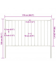 Pannello Recinzione con Pali Acciaio Verniciato 1,7x1m Bianco