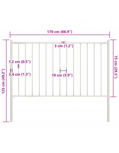 Pannello Recinzione e Pali Acciaio Verniciato 1,7x0,75m Bianco