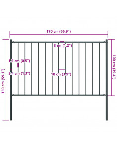 Pannello Recinzione e Pali Acciaio Verniciato 1,7x1m Antracite