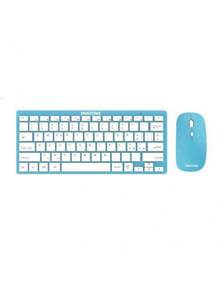 PANTONE PT-KB09G1 KIT TASTIERA CON MOUSE OTTICO WIRELESS 3 TASTI RICEVITORE WIRELESS NANO LAYOUT ITALIANO AZZURRO