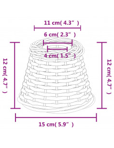 Paralume da Soffitto Bianco Ø15x12 cm in Vimini