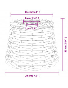 Paralume da Soffitto Bianco Ø20x15 cm in Vimini