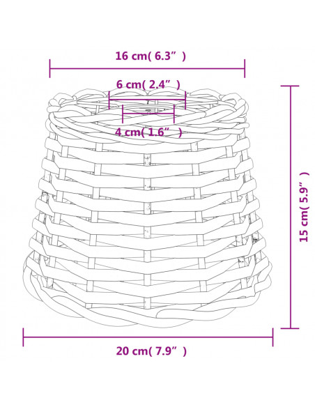 Paralume da Soffitto Marrone Ø20x15 cm in Vimini