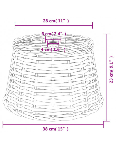 Paralume da Soffitto Marrone Ø38x23 cm in Vimini
