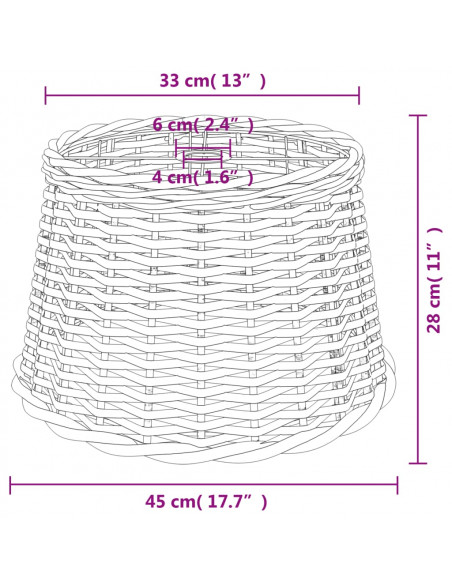 Paralume da Soffitto Marrone Ø45x28 cm in Vimini