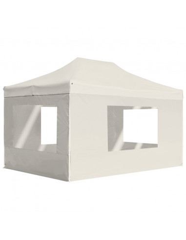 Gazebo Professionale Pieghevole Pareti Alluminio 4,5x3m Crema