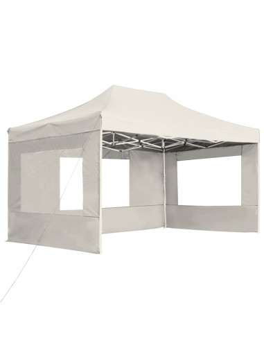 Gazebo Professionale Pieghevole Pareti Alluminio 4,5x3m Crema