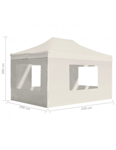 Gazebo Professionale Pieghevole Pareti Alluminio 4,5x3m Crema