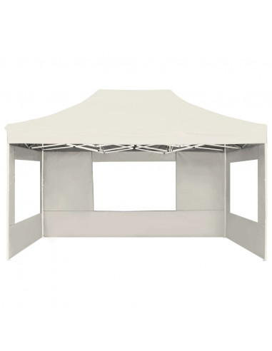 Gazebo Professionale Pieghevole Pareti Alluminio 4,5x3m Crema