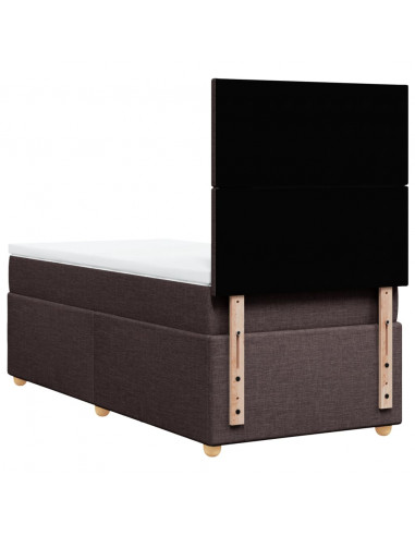 Giroletto a Molle con Materasso Marrone Scuro 90x190cm Tessuto