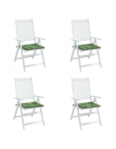 Cuscini per Sedia 4 pz Motivo a Foglie 40x40x3 cm Tessuto