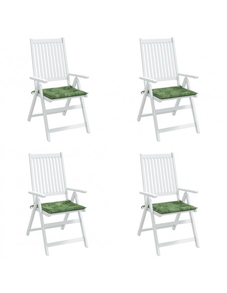 Cuscini per Sedia 4 pz Motivo a Foglie 40x40x3 cm Tessuto