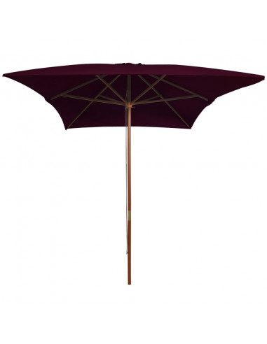 Ombrellone da Esterni con Palo in Legno 200x300 cm Rosso Bordò