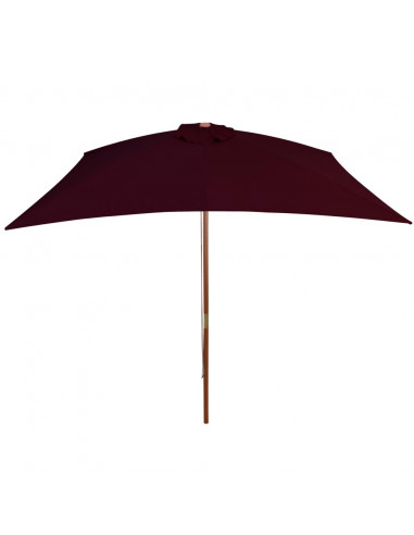 Ombrellone da Esterni con Palo in Legno 200x300 cm Rosso Bordò